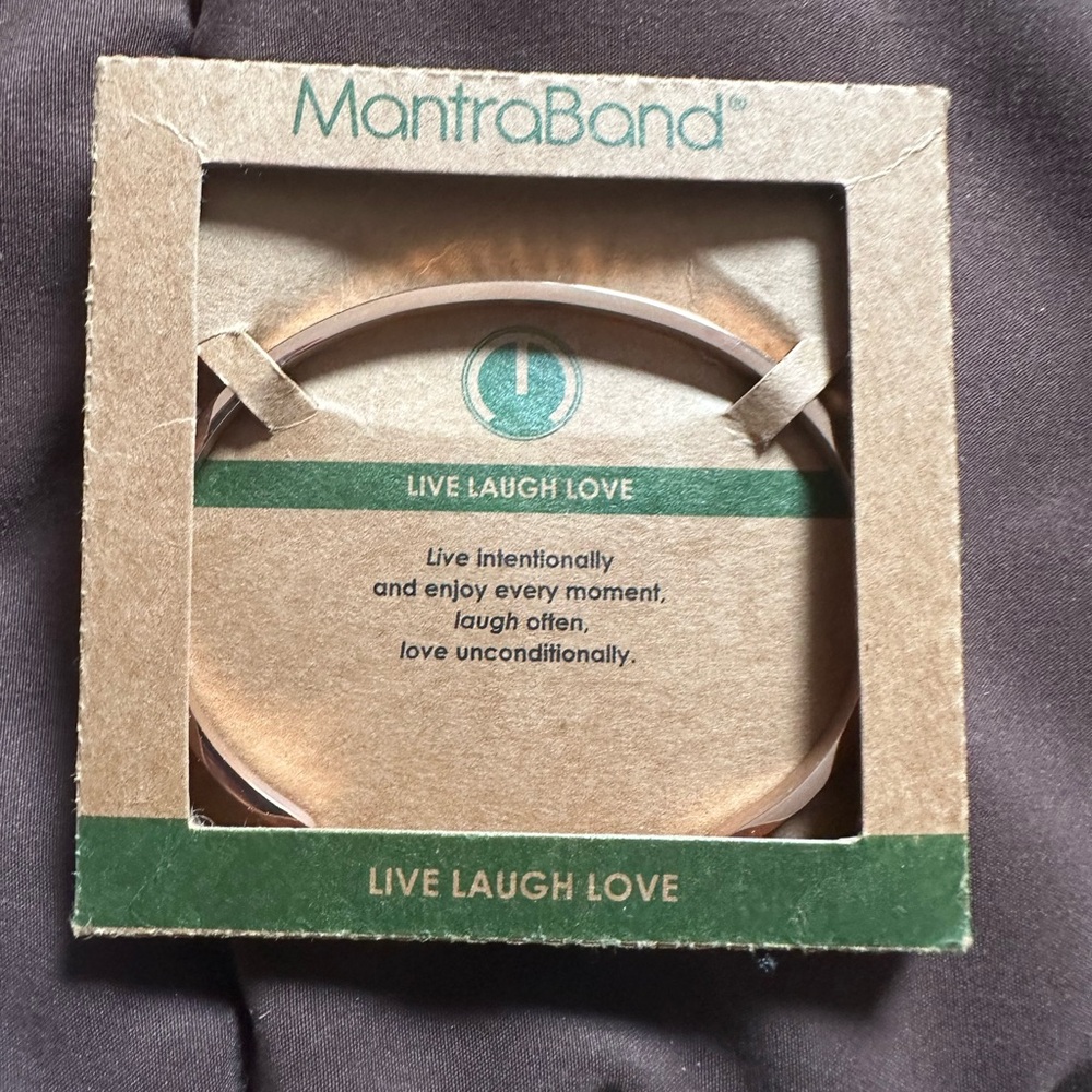 MantraBand ‘Live,Love,Laugh’ Cuff Bracelet Rose Gold NEW